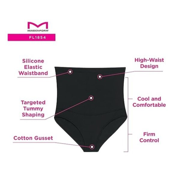Maidenform Firm Control High Waist Shaping Brief Panty Black XL FL1854 NWT - Picture 4 of 6